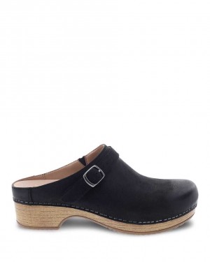 Dansko Berry Burnished Nubuck Women Mules Black | CA 3683TCE