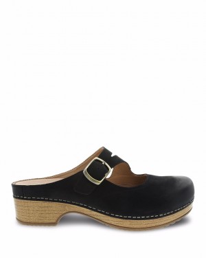 Dansko Britney Burnished Nubuck Women Mules Black | CA 3685EBT