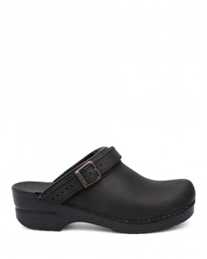 Dansko Ingrid Oiled Women Mules Black | CA 3690EBP