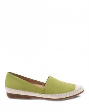 Dansko Lesley Nubuck Women Flats Green | CA 3638EBS